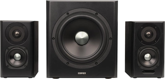 Edifier S351DB Bookcase Coaxial, Bluetooth, Optical and Auxiliary Speaker and Subwoofer 2.1 System, Wireless Sound for Study, Living Room & Cave Black - with | Sold by Uncle Wiener's Wholesale