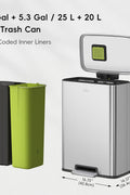 EKO Madison Brushed Stainless 25L+20L Dual Compartment Step Trash Can with Inner Liner, Recycling Bin, Soft - Close Lid, Fingerprint - Resistant Finish, and Durable Stainless Steel for Home and Office. Tiny dents - with | Sold by Uncle Wiener's Wholesale