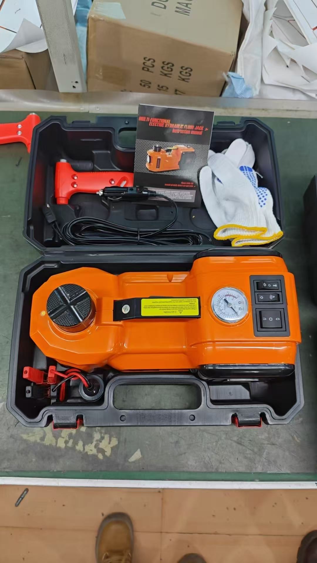 Electric Car Jack &amp; Tire Inflator Pump Kit – 5 Ton Hydraulic 12V with LED Light (2504852) - with | Sold by Uncle Wiener's Wholesale
