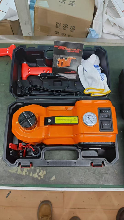 Electric Car Jack &amp; Tire Inflator Pump Kit – 5 Ton Hydraulic 12V with LED Light (2504852) - with | Sold by Uncle Wiener's Wholesale