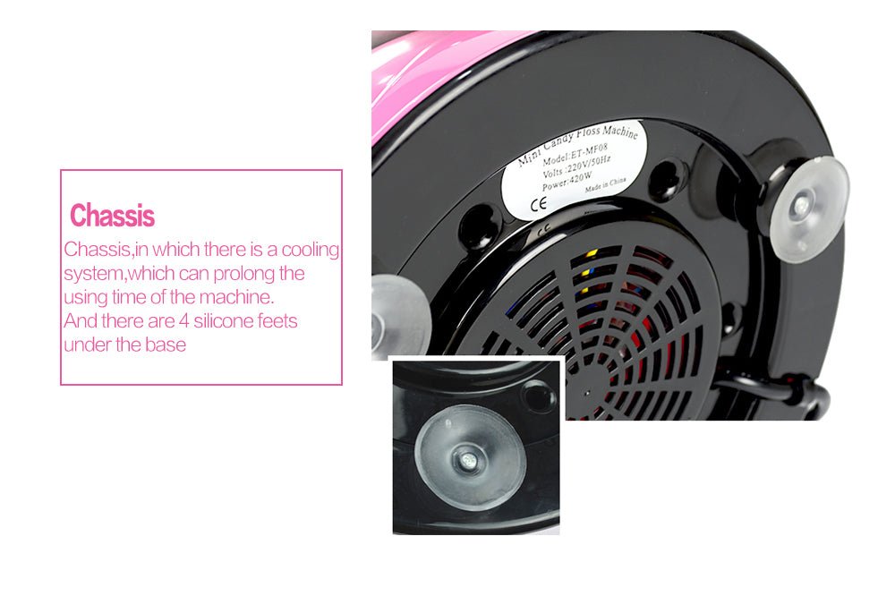 Electric Cotton Candy Machine 110V Home Party Sugar Floss Maker Pink ETMF08 - with | Sold by Uncle Wiener's Wholesale