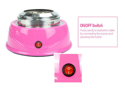 Electric Cotton Candy Machine 110V Home Party Sugar Floss Maker Pink ETMF08 - with | Sold by Uncle Wiener's Wholesale