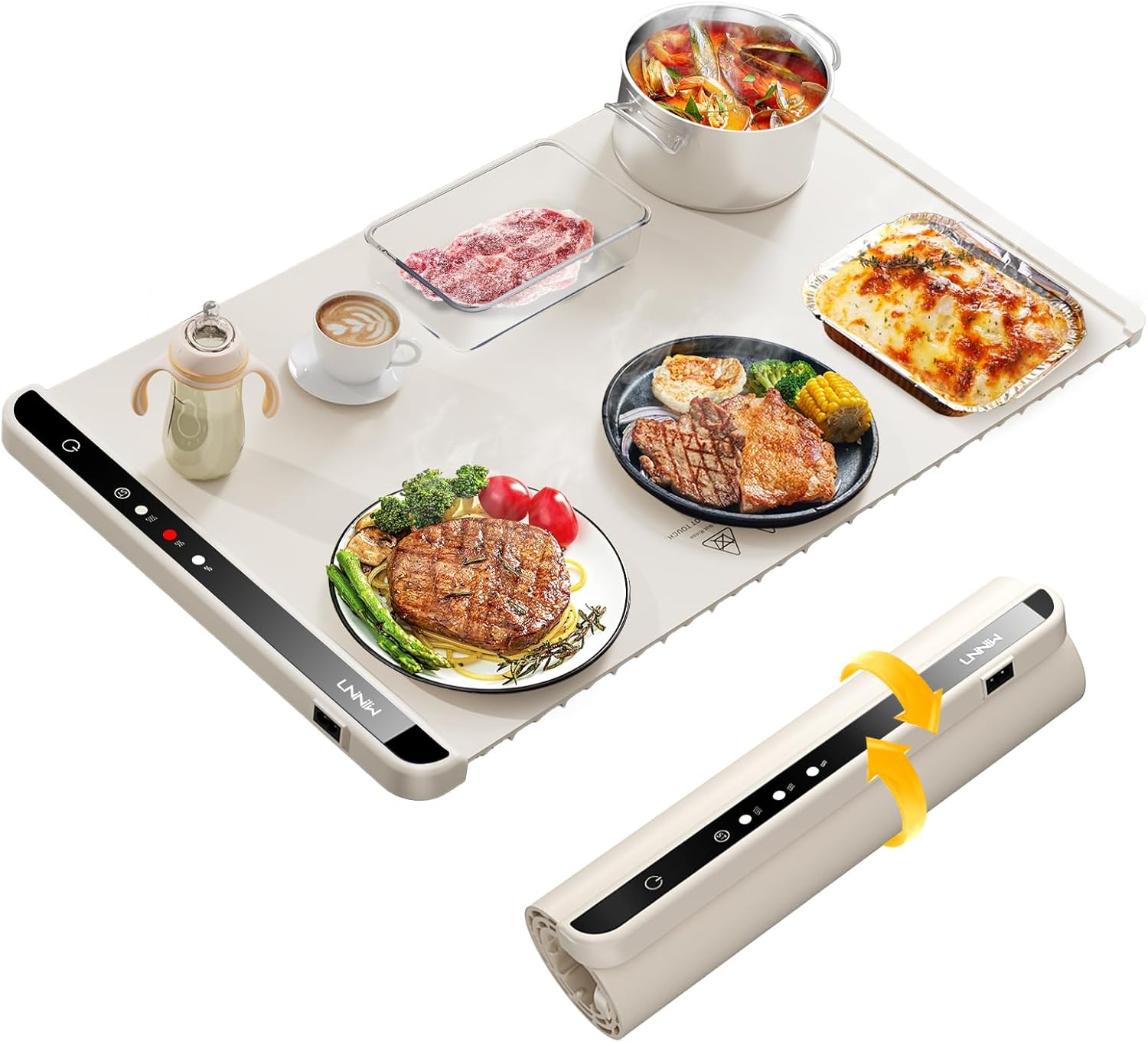 Electric Food Warming Mat – Foldable Heated Warming Tray with Adjustable Temperature & Fast Heating - Kitchen Appliances with LNNIW Rollable Electric Food Warming Mat 10 - Second Rapid Heating for Buffets and Gatherings | Sold by Uncle Wiener's Wholesale