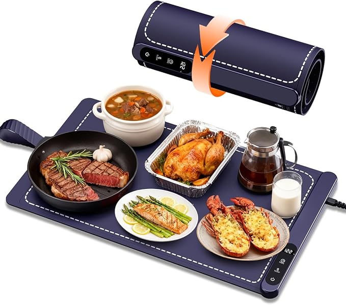 Electric Food Warming Mat – Foldable Heated Warming Tray with Adjustable Temperature & Fast Heating - Kitchen Appliances with Electric Food Warming Mat with 3m Power Cord | Sold by Uncle Wiener's Wholesale