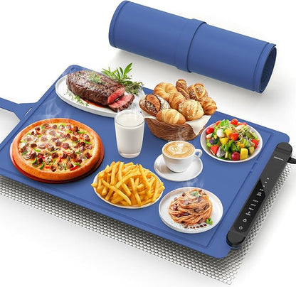 Electric Food Warming Mat – Foldable Heated Warming Tray with Adjustable Temperature & Fast Heating - Kitchen Appliances with Foldable Silicone Electric Warming Tray for Buffets Party 61L x 40.6W x 2.5H centimetres | Sold by Uncle Wiener's Wholesale