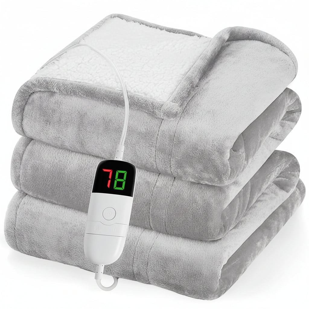 Electric Heated Blanket Throw 50 x 60 Inch Plush Sherpa Fast Heating with Timer and 10 Heat Levels - Electronics with | Sold by Uncle Wiener's Wholesale