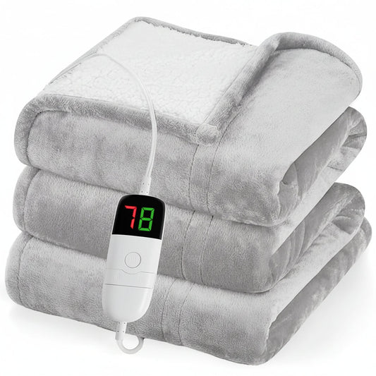 Electric Heated Blanket Throw 50 x 60 Inch Plush Sherpa Fast Heating with Timer and 10 Heat Levels - Electronics with | Sold by Uncle Wiener's Wholesale