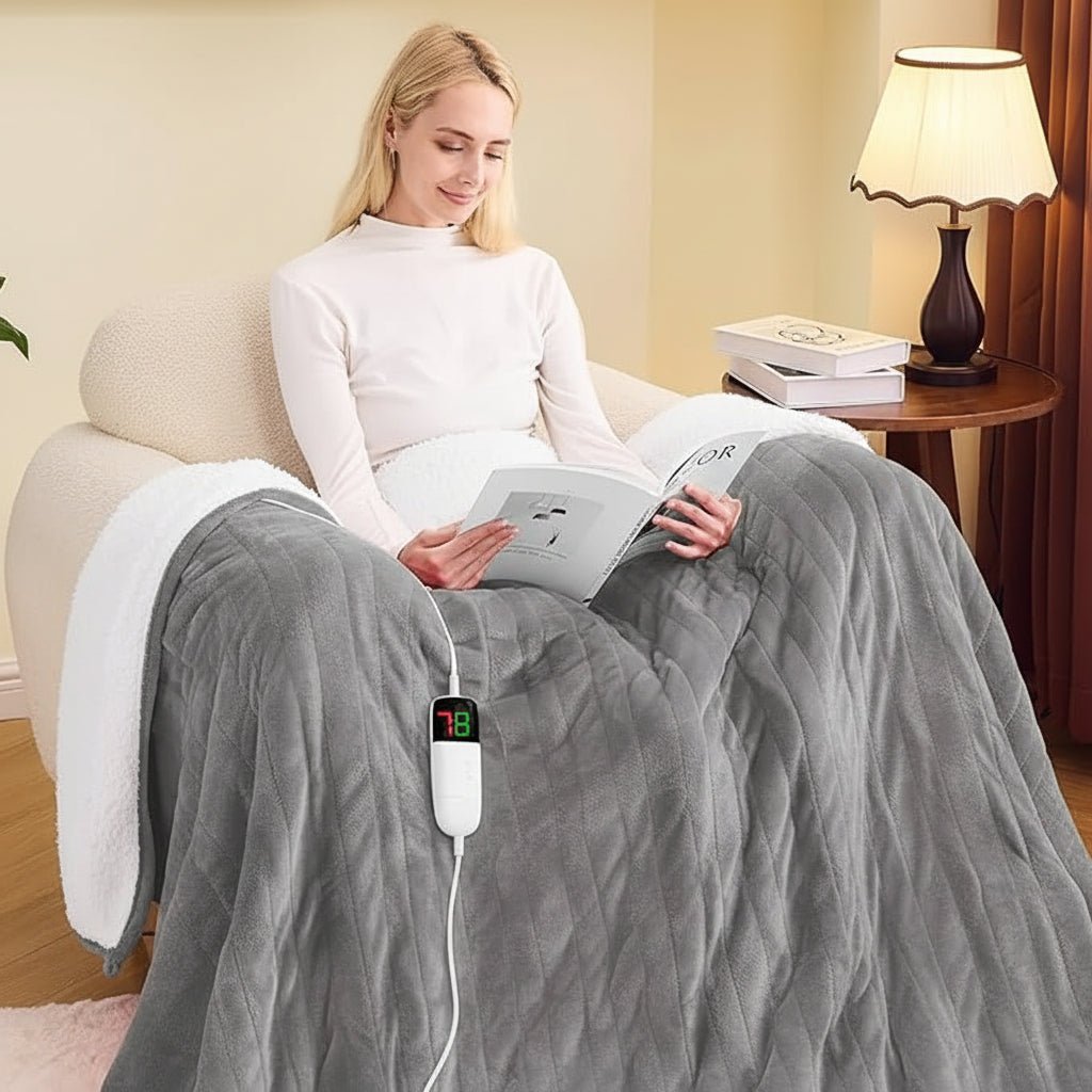 Electric Heated Blanket Throw 50 x 60 Inch Plush Sherpa Fast Heating with Timer and 10 Heat Levels - Electronics with | Sold by Uncle Wiener's Wholesale