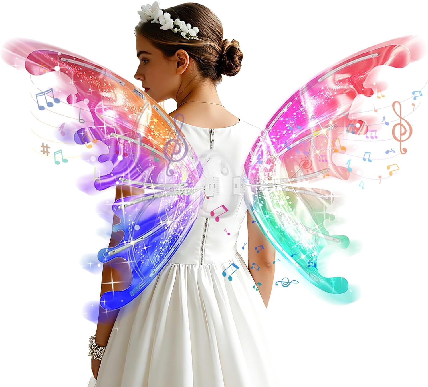 Electric Light Up Butterfly Fairy Wings for Girls & Adults – LED Fluttering Cosplay Wings with Music – Color Changing PVC Costume Wings for Halloween, Birthday Parties & Dress Up – YS83250003 - with | Sold by Uncle Wiener's Wholesale