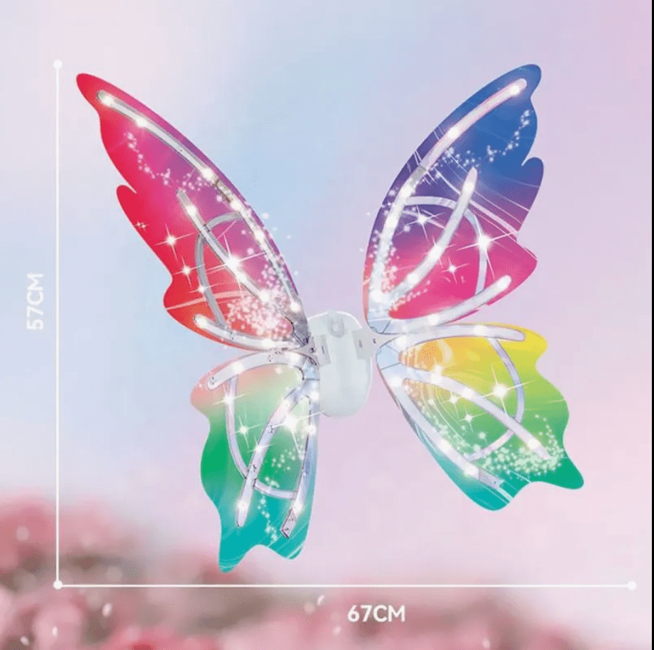 Electric Light Up Butterfly Fairy Wings for Girls & Adults – LED Fluttering Cosplay Wings with Music – Color Changing PVC Costume Wings for Halloween, Birthday Parties & Dress Up – YS83250003 - with | Sold by Uncle Wiener's Wholesale