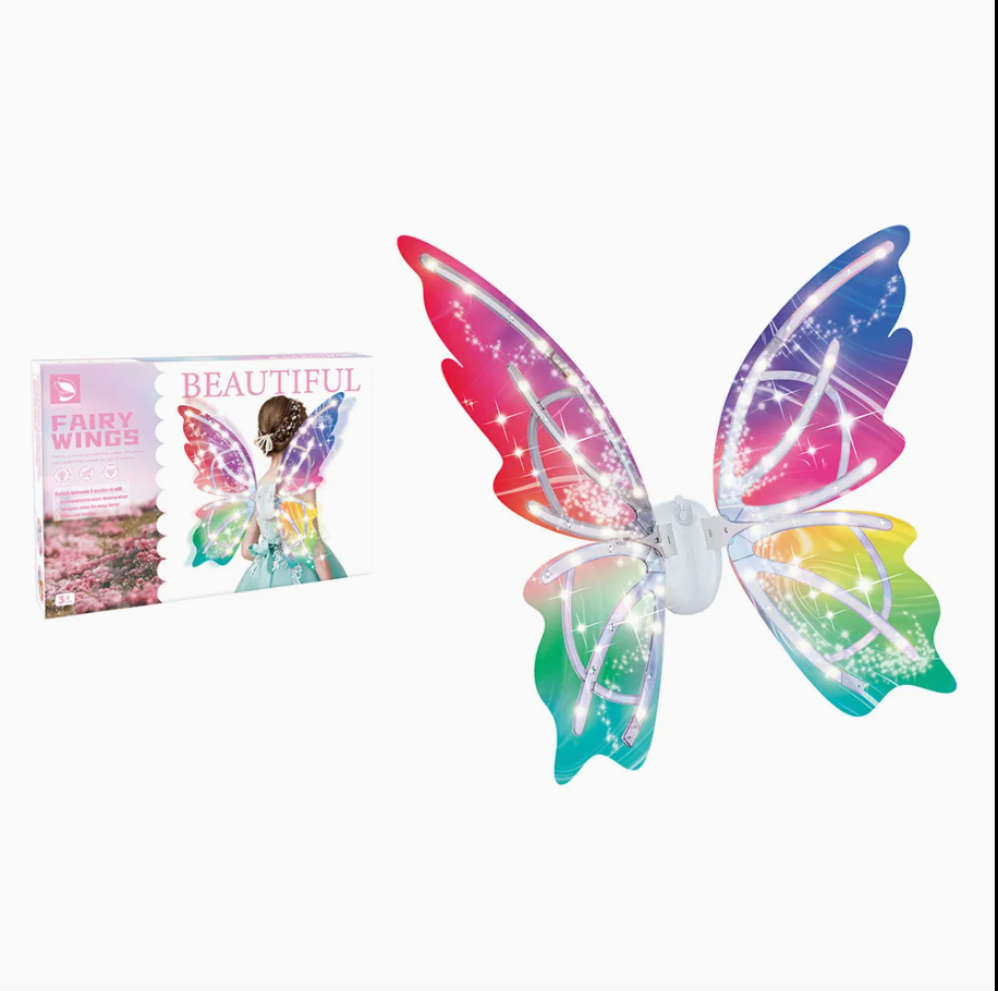 Electric Light Up Butterfly Fairy Wings for Girls & Adults – LED Fluttering Cosplay Wings with Music – Color Changing PVC Costume Wings for Halloween, Birthday Parties & Dress Up – YS83250003 - with | Sold by Uncle Wiener's Wholesale