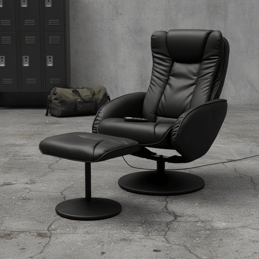 Electric Massage Recliner Chair & Ottoman with Heat | Wireless Control - Furniture with Black | Sold by Uncle Wiener's Wholesale