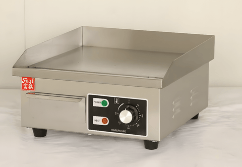 Electric Stainless Steel Countertop Flat Griddle 1500W with Shovels & Brushes S3088 - with | Sold by Uncle Wiener's Wholesale