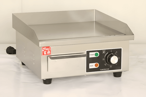 Electric Stainless Steel Countertop Flat Griddle 1500W with Shovels & Brushes S3088 - with | Sold by Uncle Wiener's Wholesale