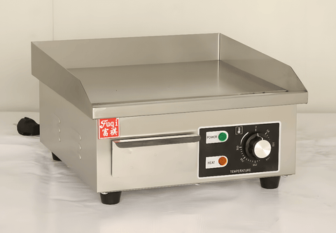 Electric Stainless Steel Countertop Flat Griddle 1500W with Shovels & Brushes S3088 - with | Sold by Uncle Wiener's Wholesale