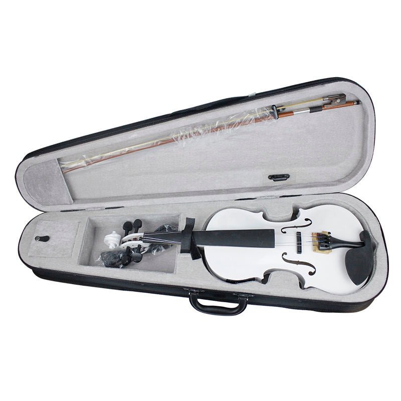Electric Violin 4/4 Full Size High Gloss White Beginner Starter Kit with Accessories EVWH44 - with | Sold by Uncle Wiener's Wholesale
