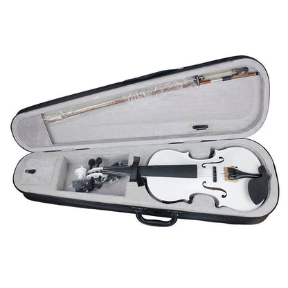 Electric Violin 4/4 Full Size High Gloss White Beginner Starter Kit with Accessories EVWH44 - with | Sold by Uncle Wiener's Wholesale