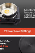 Elite Gourmet ESB - 301BF Countertop Single Flat Burner, Electric Hot Burner, Temperature Controls, Power Indicator Lights, Easy to Clean, 1000 Watts (Black) - with | Sold by Uncle Wiener's Wholesale