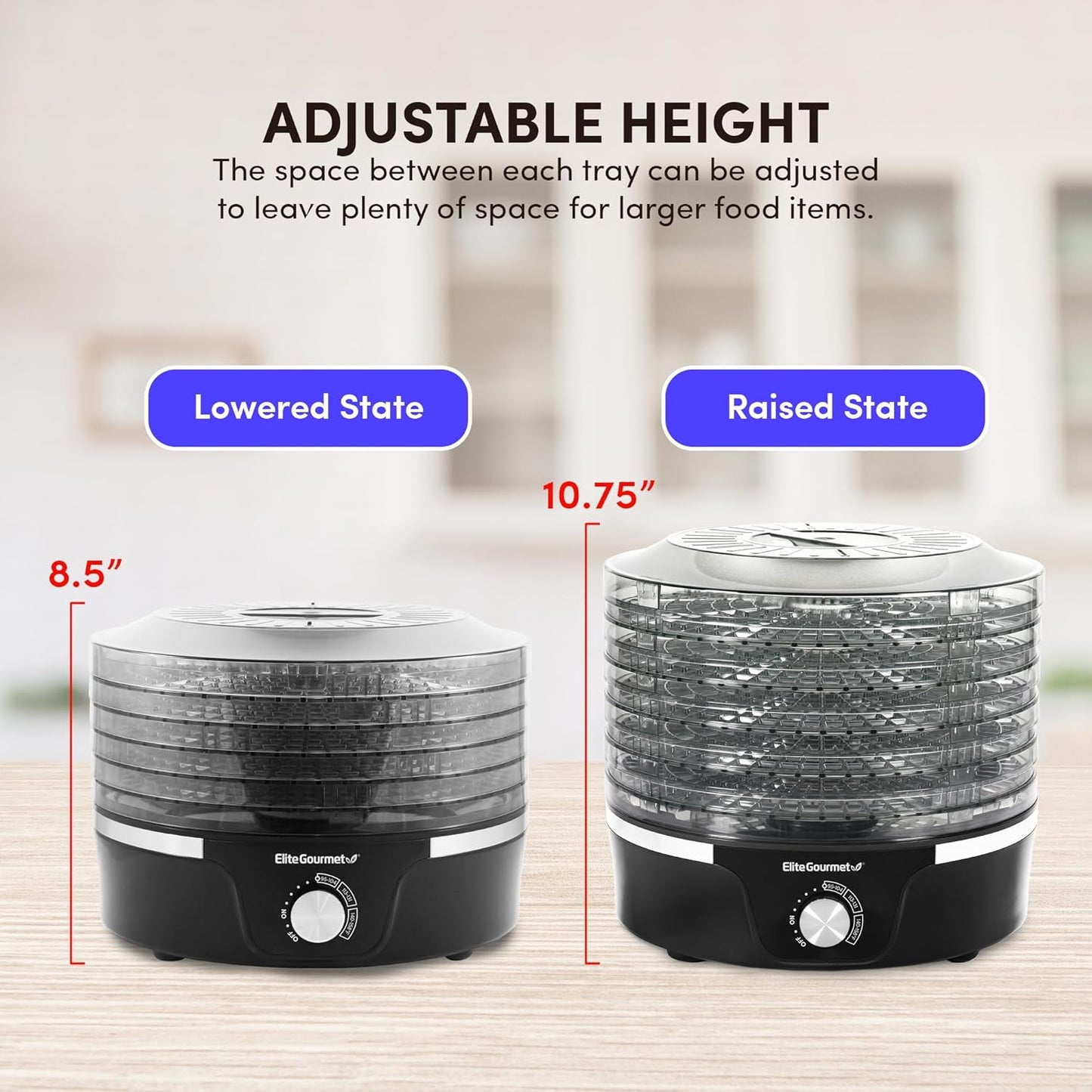 Elite Gourmet Food Dehydrator with Adjustable Temperature and Even Heat Distribution 1016437 - with | Sold by Uncle Wiener's Wholesale