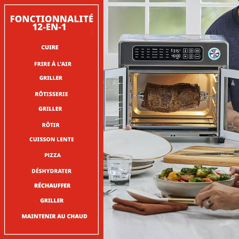 Emeril Lagasse Friteuse à air comprimé extra large, 25 fonctions de cuisson et commandes numériques, 7 accessoires inclus, finition en acier inoxydable, capacité de 26 l - with | Sold by Uncle Wiener's Wholesale