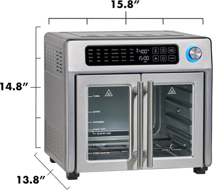 Emeril Lagasse Friteuse à air comprimé extra large, 25 fonctions de cuisson et commandes numériques, 7 accessoires inclus, finition en acier inoxydable, capacité de 26 l - with | Sold by Uncle Wiener's Wholesale