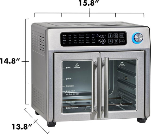 Emeril Lagasse Friteuse à air comprimé extra large, 25 fonctions de cuisson et commandes numériques, 7 accessoires inclus, finition en acier inoxydable, capacité de 26 l - with | Sold by Uncle Wiener's Wholesale