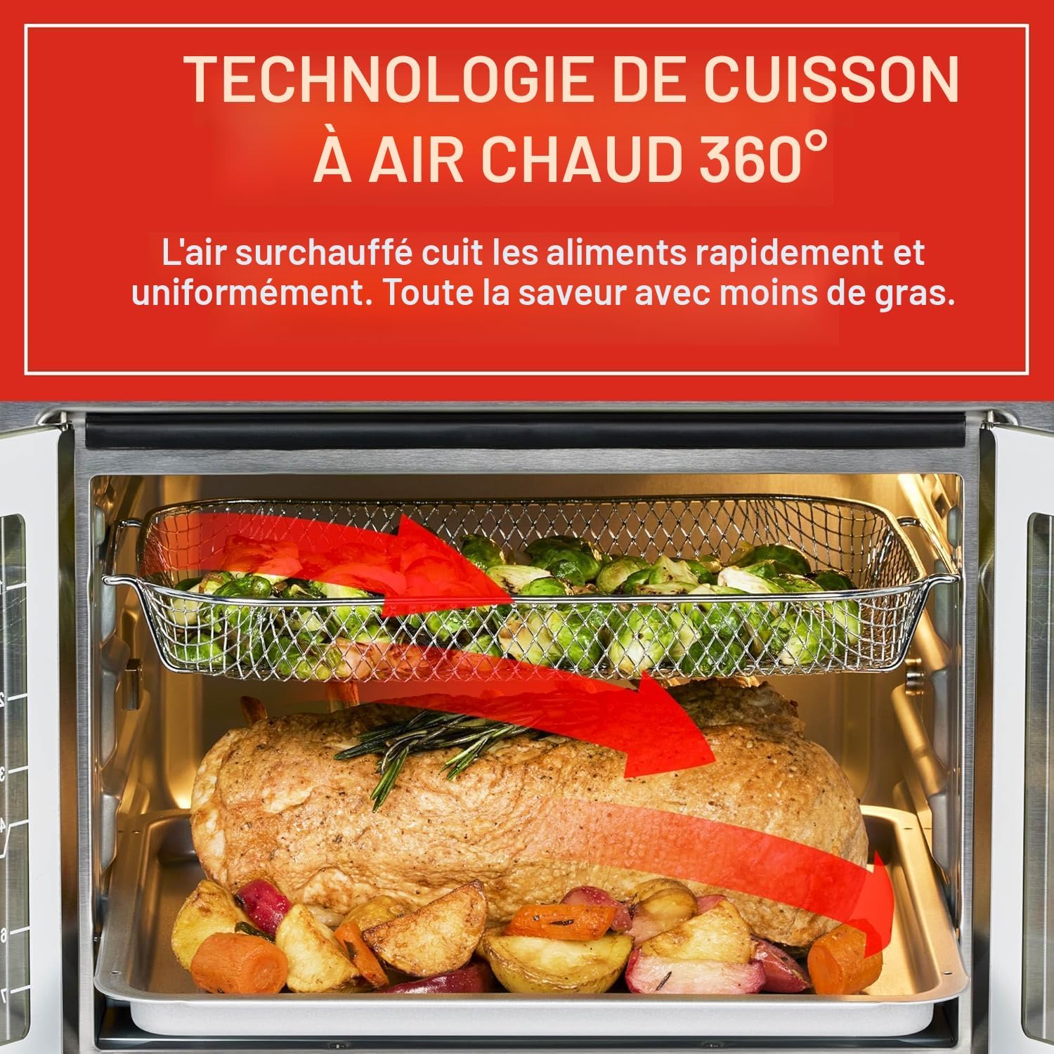 Emeril Lagasse Friteuse à air comprimé extra large, 25 fonctions de cuisson et commandes numériques, 7 accessoires inclus, finition en acier inoxydable, capacité de 26 l - with | Sold by Uncle Wiener's Wholesale