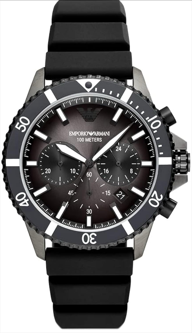 Emporio Armani Men's Chronograph Black Ceramic Watch - Black - with black | Sold by Uncle Wiener's Wholesale