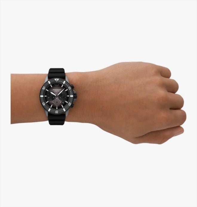 Emporio Armani Men's Chronograph Black Ceramic Watch - Black - with black | Sold by Uncle Wiener's Wholesale