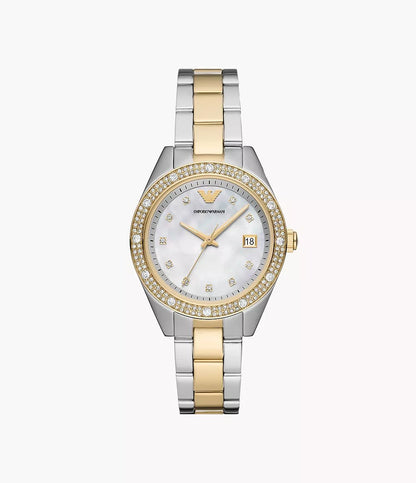 Emporio Armani Women's Three - Hand Date Two - Tone Stainless Steel Watch - Gold / Silver - with Gold,Silver | Sold by Uncle Wiener's Wholesale