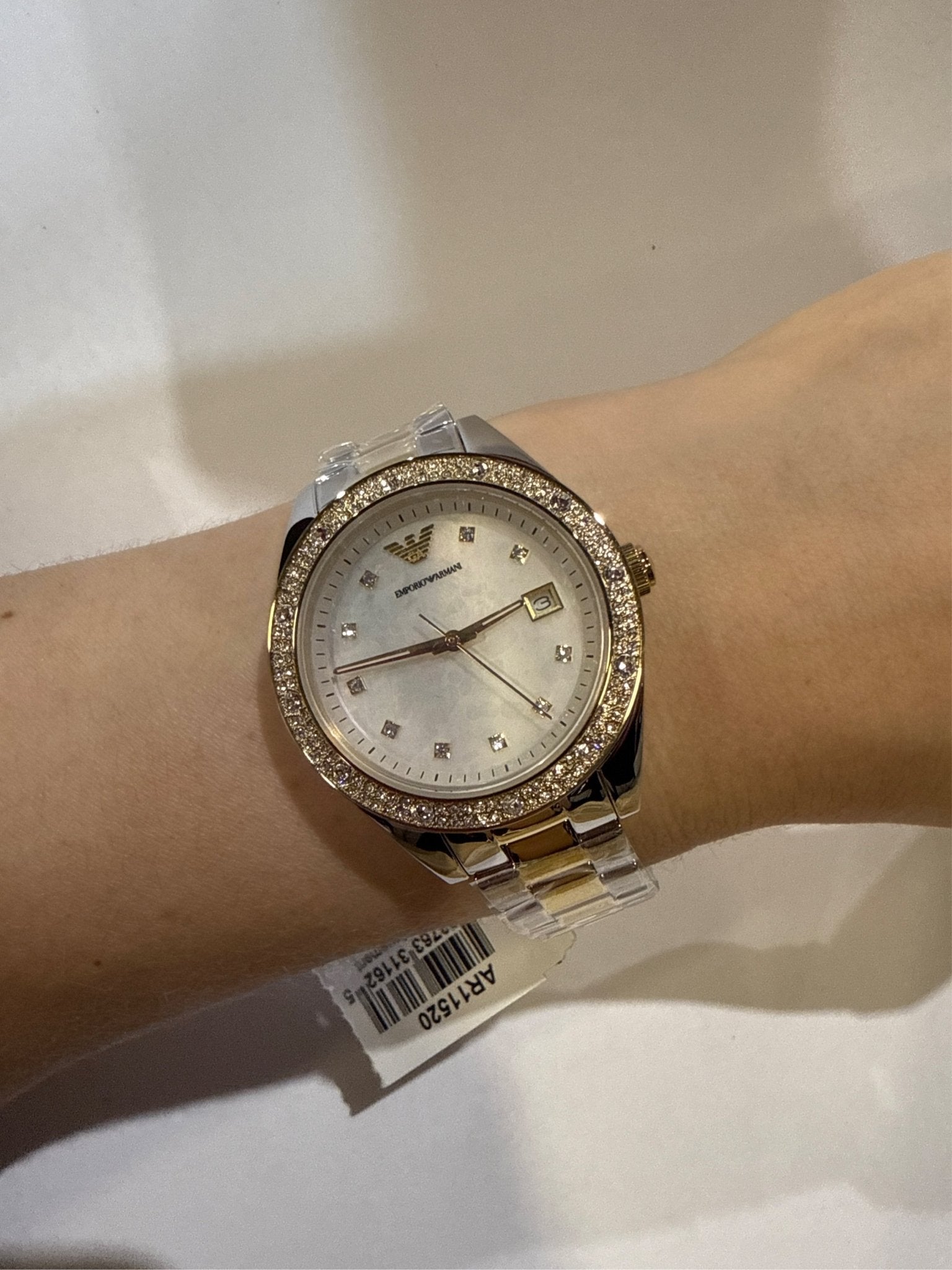 Emporio Armani Women's Three - Hand Date Two - Tone Stainless Steel Watch - Gold / Silver - with Gold,Silver | Sold by Uncle Wiener's Wholesale