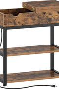 End Table with Charging Station – Narrow Nightstand with Drawer & Shelves S3118 - with | Sold by Uncle Wiener's Wholesale