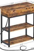 End Table with Charging Station – Narrow Nightstand with Drawer & Shelves S3118 - with | Sold by Uncle Wiener's Wholesale