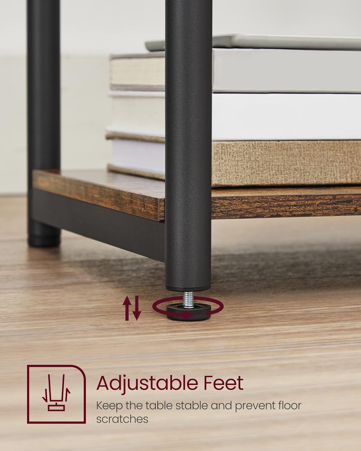 End Tables Set of 2 with Storage Shelf, Slim Side Tables for Living Room, Bedroom and Study Rustic Brown and Black LET272B01 - with | Sold by Uncle Wiener's Wholesale
