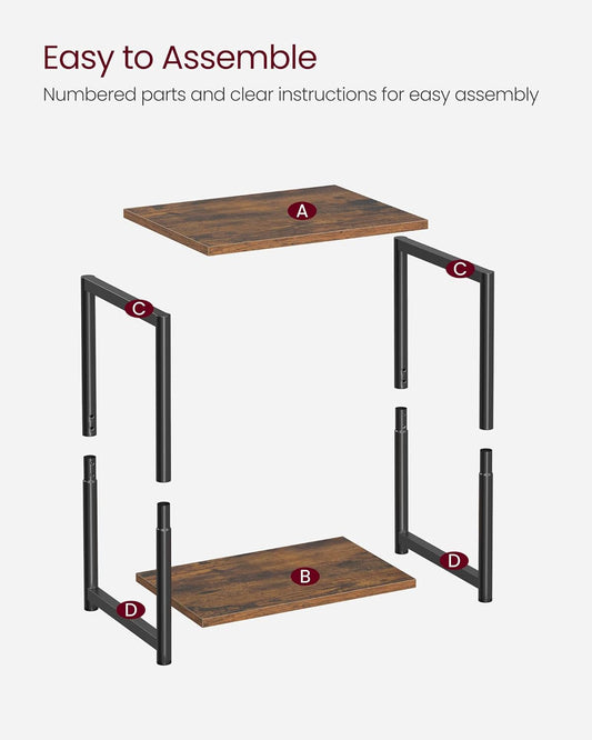 End Tables Set of 2 with Storage Shelf, Slim Side Tables for Living Room, Bedroom and Study Rustic Brown and Black LET272B01 - with | Sold by Uncle Wiener's Wholesale