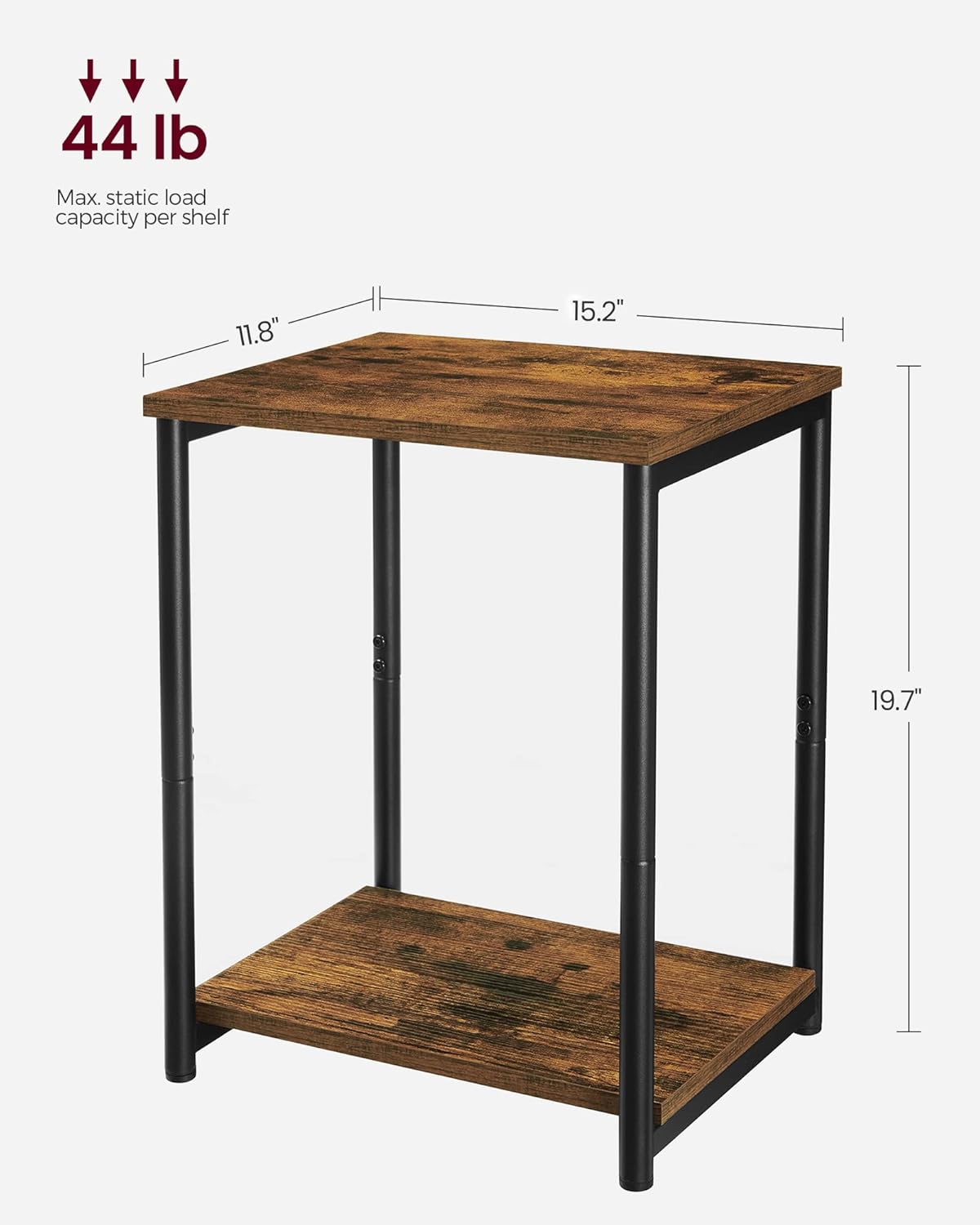 End Tables Set of 2 with Storage Shelf, Slim Side Tables for Living Room, Bedroom and Study Rustic Brown and Black LET272B01 - with | Sold by Uncle Wiener's Wholesale