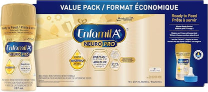 Enfamil A+ NeuroPro Ready-to-Feed Baby Formula – 18 × 237 mL Nipple-Ready Bottles, DHA, MFGM & 2'-FL, Step 1 Infant Formula, 0+ Months - Snack with | Sold by Uncle Wiener's Wholesale