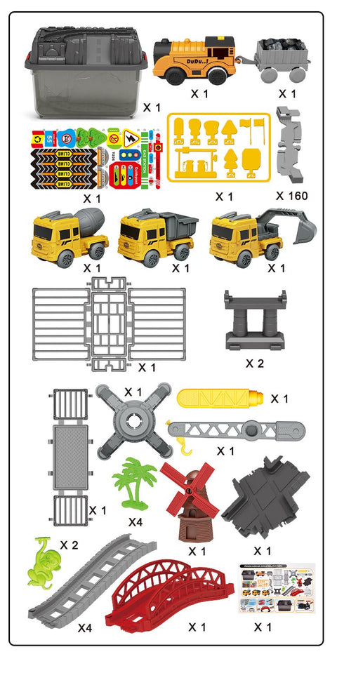 Engineer Track Set with Storage Case – 189 Pcs Construction Play Set 1912124 - with | Sold by Uncle Wiener's Wholesale