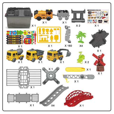 Engineer Track Set with Storage Case – 189 Pcs Construction Play Set 1912124 - with | Sold by Uncle Wiener's Wholesale