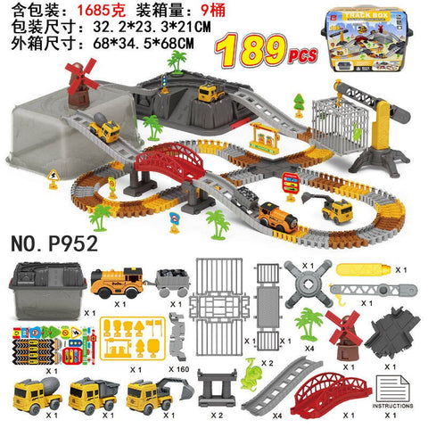 Engineer Track Set with Storage Case – 189 Pcs Construction Play Set 1912124 - with | Sold by Uncle Wiener's Wholesale