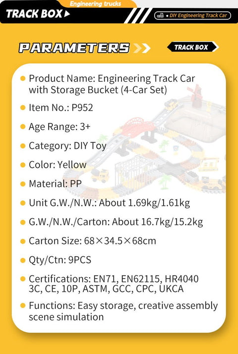 Engineer Track Set with Storage Case – 189 Pcs Construction Play Set 1912124 - with | Sold by Uncle Wiener's Wholesale