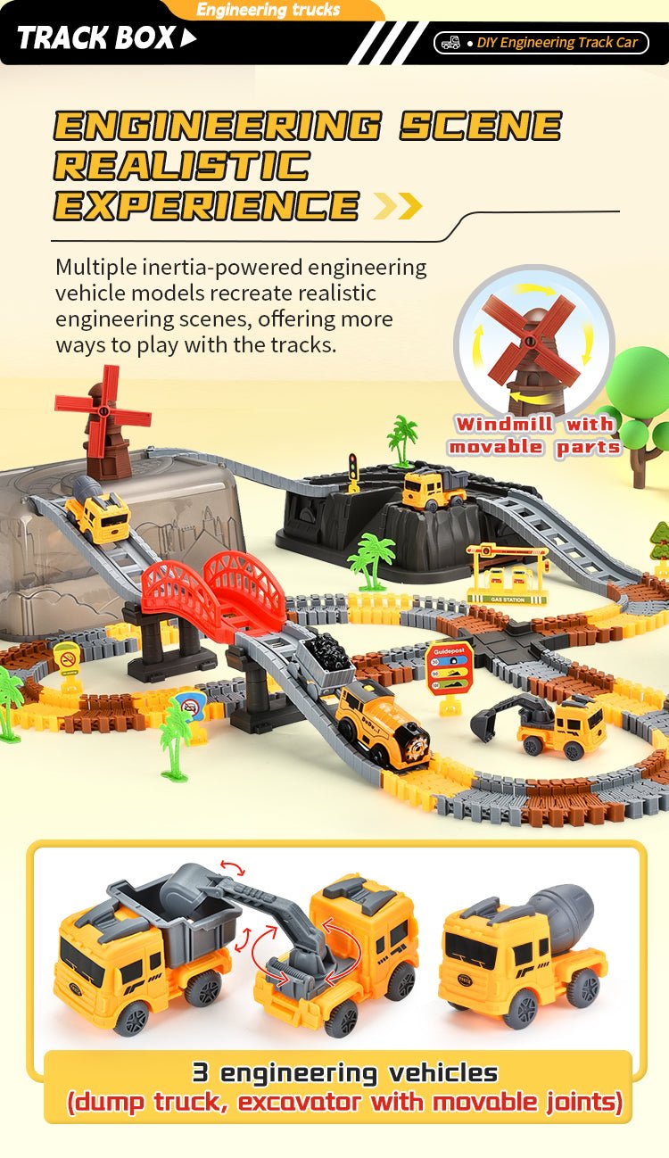 Engineer Track Set with Storage Case – 189 Pcs Construction Play Set 1912124 - with | Sold by Uncle Wiener's Wholesale