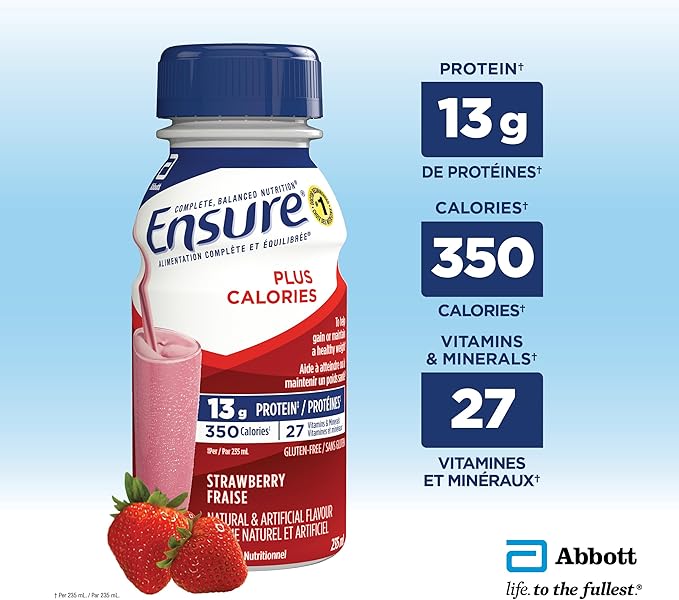 Ensure Plus Calories Nutritional Supplement Shake Assorted Flavours 6 x 235mL Bottles - Snack with Vanilla | Sold by Uncle Wiener's Wholesale