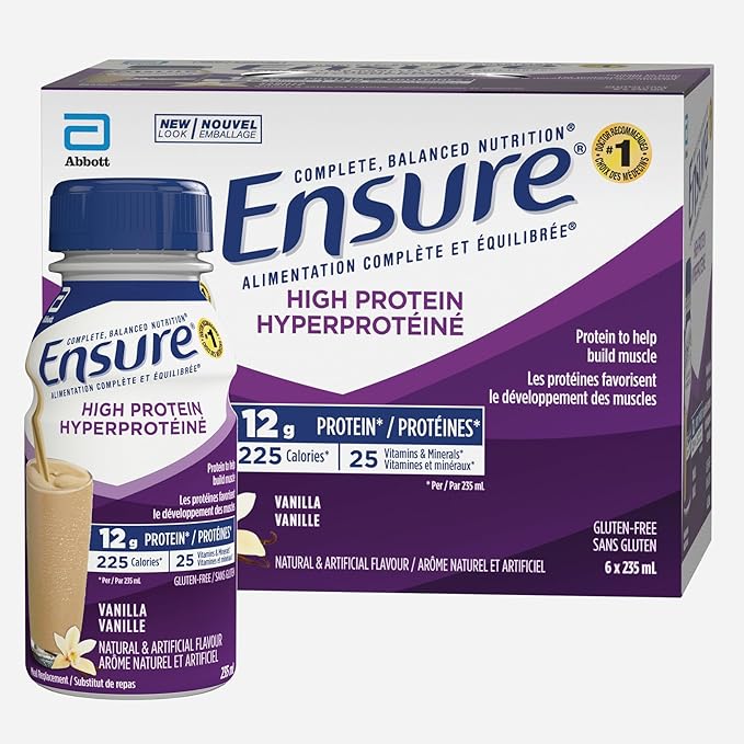 Ensure Plus Calories Nutritional Supplement Shake Assorted Flavours 6 x 235mL Bottles - Snack with Vanilla | Sold by Uncle Wiener's Wholesale
