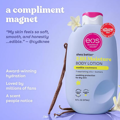 EOS Shea Better Vanilla Cashmere Body Lotion – 24-Hour Moisture, Shea Butter & 7 Nourishing Oils, 473 mL / 16 fl oz - Home products with | Sold by Uncle Wiener's Wholesale