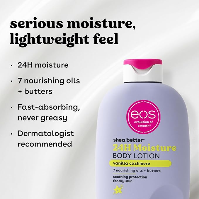 EOS Shea Better Vanilla Cashmere Body Lotion – 24-Hour Moisture, Shea Butter & 7 Nourishing Oils, 473 mL / 16 fl oz - Home products with | Sold by Uncle Wiener's Wholesale