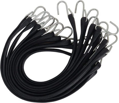 EPDM Rubber Bungee Cords with S Hooks 9″–41″ Heavy - Duty UV Resistant 10 - Pack - with 9″ (23 cm) | Sold by Uncle Wiener's Wholesale