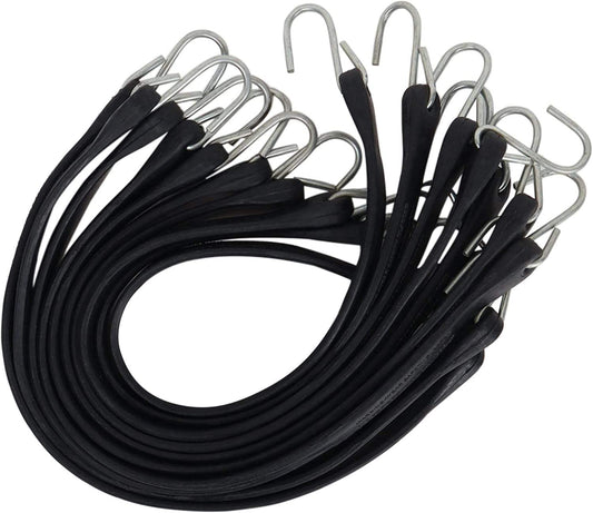EPDM Rubber Bungee Cords with S Hooks 9″–41″ Heavy - Duty UV Resistant 10 - Pack - with 9″ (23 cm) | Sold by Uncle Wiener's Wholesale