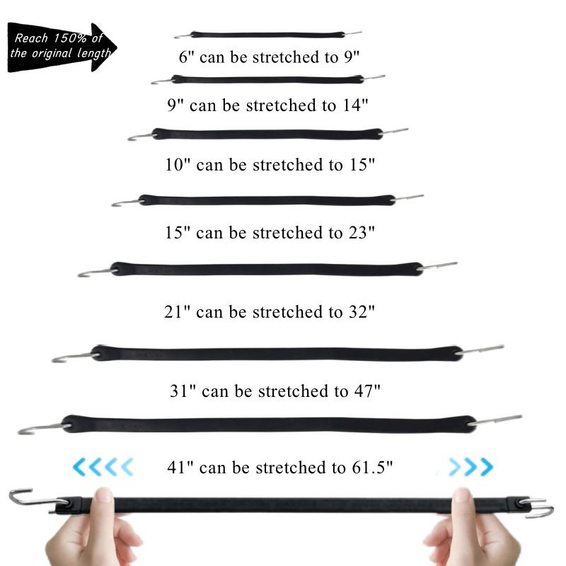 EPDM Rubber Bungee Cords with S Hooks 9″–41″ Heavy - Duty UV Resistant 10 - Pack - with 9″ (23 cm) | Sold by Uncle Wiener's Wholesale