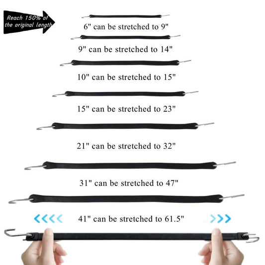 EPDM Rubber Bungee Cords with S Hooks 9″–41″ Heavy - Duty UV Resistant 10 - Pack - with 9″ (23 cm) | Sold by Uncle Wiener's Wholesale